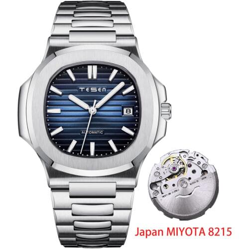 TESEN Top Men Luxury Brand Watches Men Automatic Mechanical Fashion Luminous Waterproof MIYOTA 8215 Movement Wristwatch Nautilus