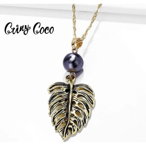 Hawaii Style 2020 Cring Coco Pendant Pearl Necklace for Women Classic Design Plant Aesthetic Jewellry Elegant Long Chain Gift