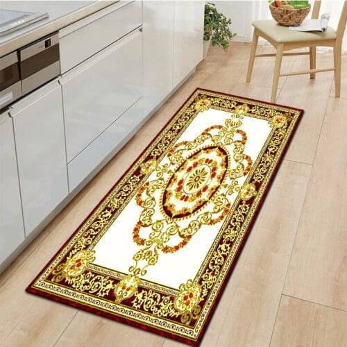 European Kitchen Mat Bedroom Entrance Doormat Wood Grain Home Hallway Floor Decoration Living Room Carpet Bathroom Anti-Slip Rug