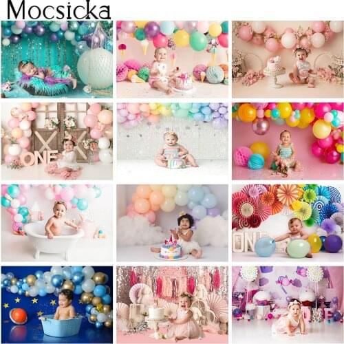 Newborn Photography Backdrop Kids 1st Birthday Cake Smash Photo Background Balloons Twinkle Star Baby Kids Portrait Photocall