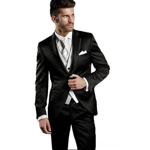 Handsome Groomsmen Notch Lapel Groom Tuxedos Mens Wedding Dress Man Jacket Blazer Prom Dinner (Jacket+Pants+Tie+Vest) A561