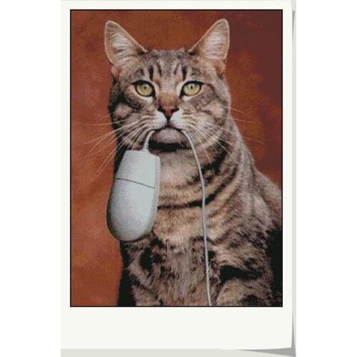 Wisdom cat Smart cat Top Quality sewing kit Embroidery Needlework 14CT Unprinted Art Cross Stitch Kits DIY Handmade Home Decor