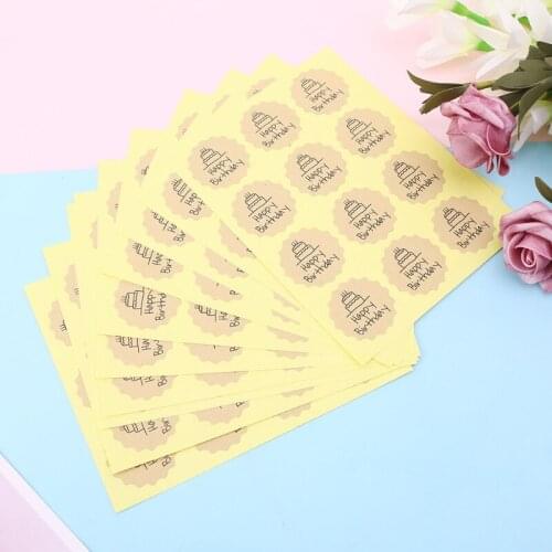 120Pcs Happy Birthday Label Sealing Sticker Craft Wrapping Gift Handmade DIY E15B