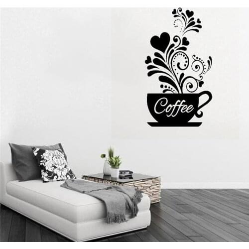 Kreative Blume Reben Kaffee Tasse Wand Aufkleber Für Cafe Restaurant Dekoration Decals Tapete Hand Geschnitzte Küche Aufkleber