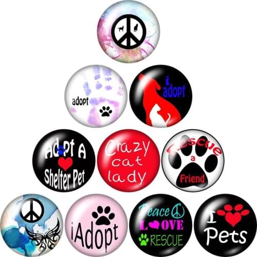 New Love pets BBF Wrods pattern 10pcs mixed 12mm/16mm/18mm/25mm Round photo glass cabochon demo flat back Making findings