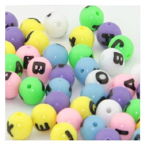 Wholesale 10mm 12mm Mixed Colors Acrylic Alphabet Letter Loose Round Beads DIY Jewelry Making Accessories LB-48