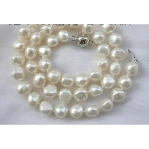 Stunning 9mm baroque white freshwater cultured pearl necklace Factory Wholesale price Women Gift word Jewelry