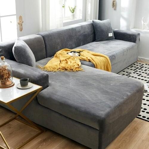 Plush Thicken Sofa Cover for Living Room Stretch Corner Elastic Couch Covers Sectional Slipcover L Shaped need 2 pcs