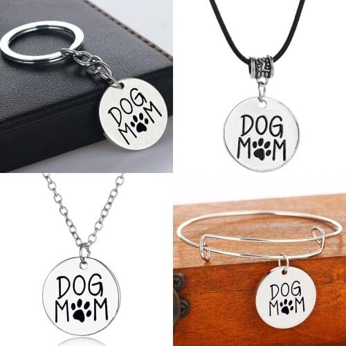 Dog Mom Charm Keyrings Cute Pet Paw Prints Pendant Key Chain Family Mommy Mom Mothers Women Birthday Gifts Keychains Jewelry Hot