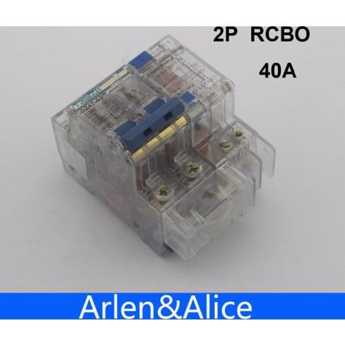 Transparent DZ47LE 2P 40A 230V~ 50HZ/60HZ Residual current Circuit breaker with over current and Leakage protection RCBO