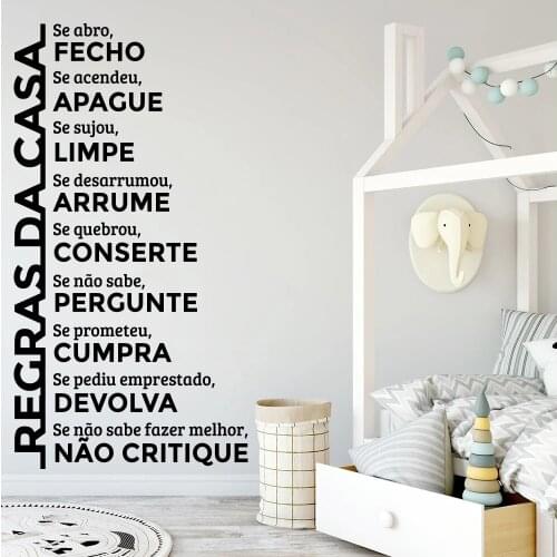 Regras Da Casa Portuguese Quote Decals Mural Removable Vinyl For Livingroom Home Decor Wall Stickers Poster Wallpaper RU2136