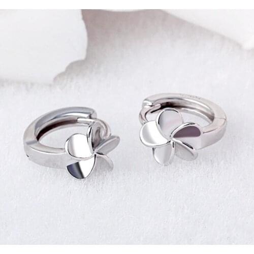 Fashion Elegant 925 Sterling Silver Piercing Flower Hoop Earring For Women Party Wedding Jewelry Accessories eh1327