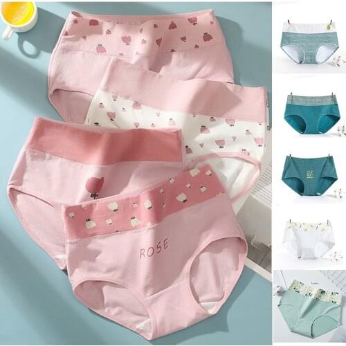 Cute Womens Panties Lady Cotton Underwear Girls Breathable Seamless Mid Waist Briefs Sexy Lingerie Intimates Dropship