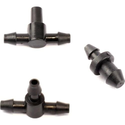 500pcs 4/7mm Garden Hose Connector Tee Joint End Plug Greenhouse Drip Irrigation Pipe Parts Nozzle 6mm Tee Connector