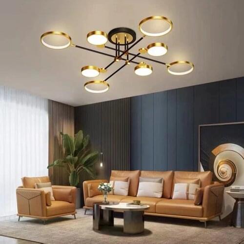 Modern led chandelier for living room Bedroom Nordic Black Gold Frame Indoor Light Fixtures kitchen chandeliers ceiling luster