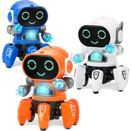 Dance Music 6 Claws Robot Octopus Spider Robots Vehicle Birthday Gift Toys For Children Kids Early Education Baby Toy Boys Girls