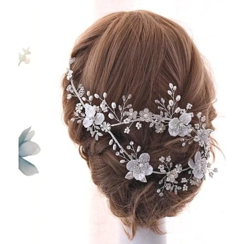 ZMHP292 Silver Bridal Headband Bling Bride Hair Tiaras Flowers Wedding Headband for Headpieces Women Jewelry accessories Wreath