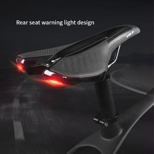 Bike Seat Mountain Bike Middle Hollow Saddle Cushion Bicycle Wide Big Bum Seat With Bicycle Warning Taillight Cycling Accessory