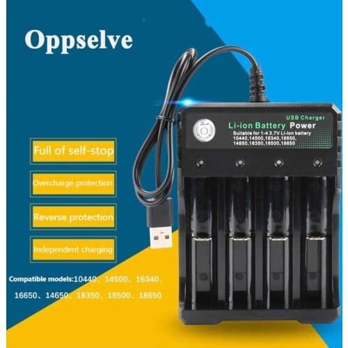 USB 18650 Battery Charger for Li-ion Batteries 18350 18650 16340 4 Slot Electronic Charging USB Rechargeable Battery Station