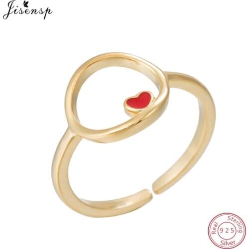 Jisensp New Arrivals 925 Sterling Silver Circle Round Rings for Women Open Heart Finger Ring Fashion sterling-silver-jewelry