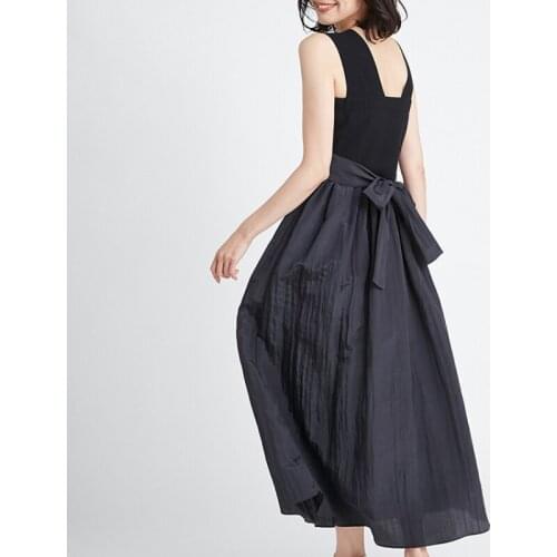 Chic Drawstring Bow High Waist Woman Dress Sexy Square Collar Knitted Patchwork Vestidos Elegant Fashion A Line Draped Robe