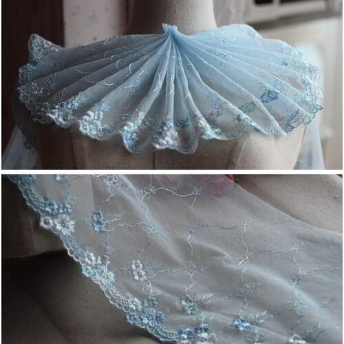 2yards/lot 18cm wide Embroidered Tulle Lace trim mesh lace trim ~Blue ~lovely
