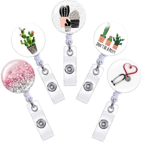3pcs/set 360 Degree Rotation Badge Reel Retractable Badge Doctor Nurse Brooches Carabiner with Alligator Clip On ID Card Holders