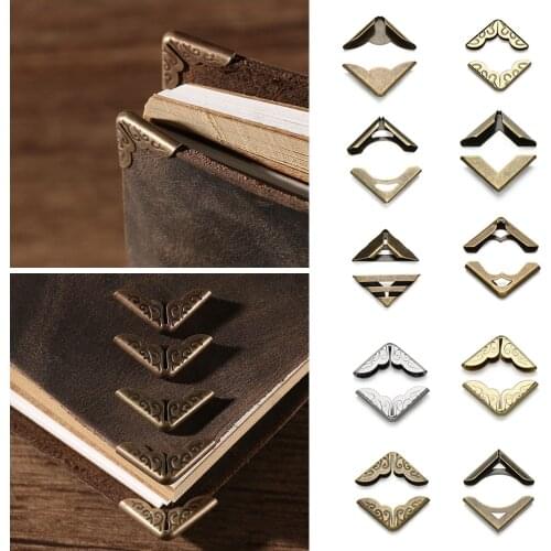 4PCS Retro Book Corner Protector Metal Decoration Corners Photo Albums Menus Book Cover Scrapbook Accessories DIY Crafts
