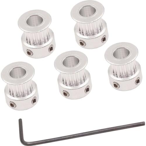 5 Pieces Time Belt Pulley, 5mm Bore 16 Teeth 3D Printer Synchronous Timing Belt Pulley Gear Sprocket with Allen Wrench