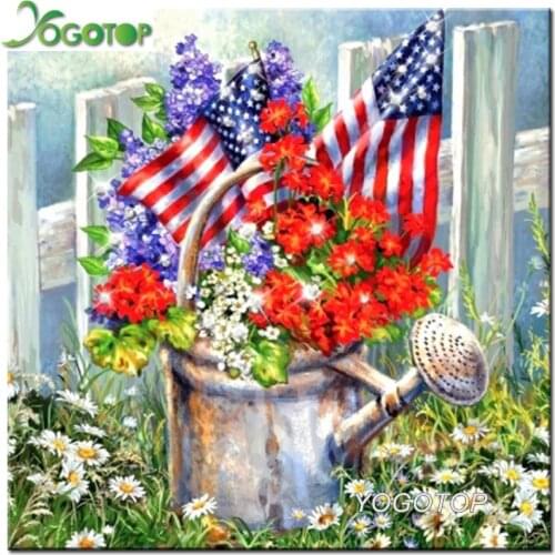 Diy Diamond Painting watering pot Flower Cross Stitch 5D Mosaic US national flag Full Drill Display Embroidery Stickers YY1553