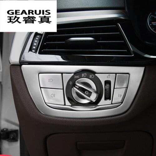 Car Styling Headlight Switch Buttons Decorative Frame Covers Trim Stickers For BMW 5 Series G30 G38 2018 Interior Accessories
