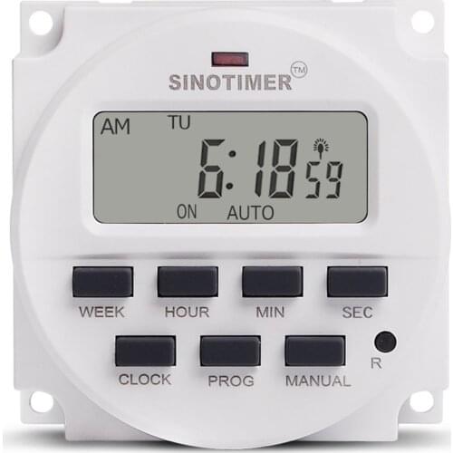 SINOTIMER 220V Weekly 7 Days Programmable Digital Time Switch Relay Timer Control for Electric Appliance 8 ON/OFF Setting