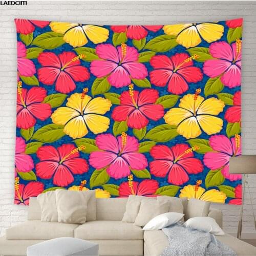 Colorful Floral Tapestry Modern European Background Wall Hanging Cloth Flower Plant Leaf Design Living Room Bedroom Home Decor