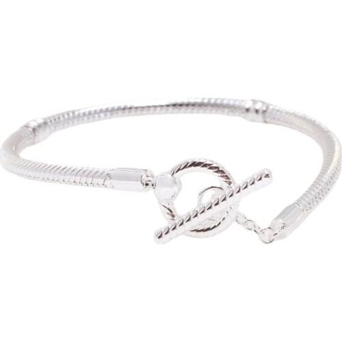 DoDoFly Real 925 Sterling Silver Hot Moments T-shaped buckle snake bone chain For Women Fit Original Brand