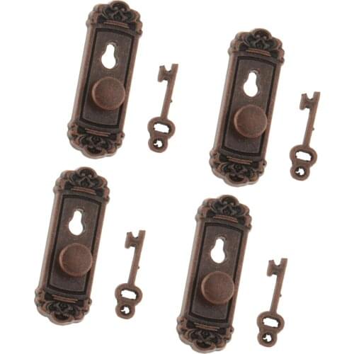 1 12 Scale Dollhouse Hardware Door Locks With Keys - 4 Pairs