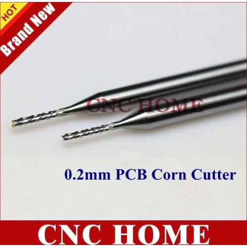 5pcs 0.2mm Carbide PCB Milling Cutter Corn Teeth End Mill Micro CNC Router Bits for phone circuit board epoxy cutting