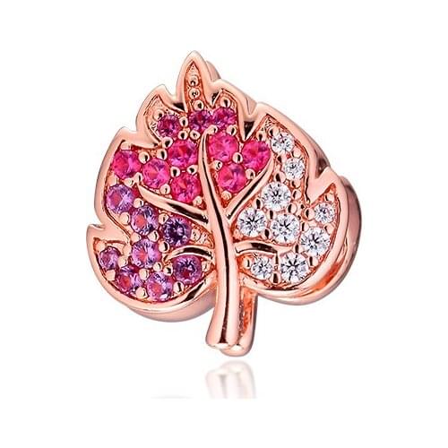 GPY Sparkling Pave Leaf Charms 925 Original Fit Pandora Bracelet Sterling Silver Beads for Jewelry Making Jewellery