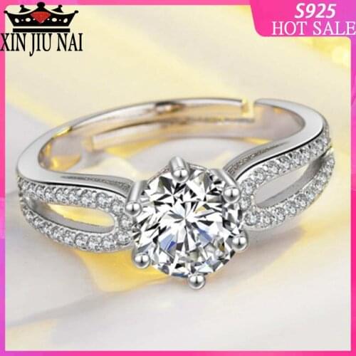 Simulation of diamond ring adjustable female opening ring single diamond carat micro inlay luxury ring stall jewelry