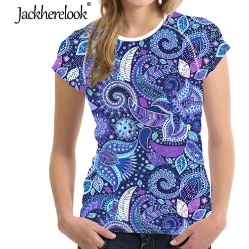 Jackherelook 2020 Fashion T Shirt for Womens Tshirts Vintage Bohemian Mandala Flower Printing Harajuku Summer Ladies Tops Tee