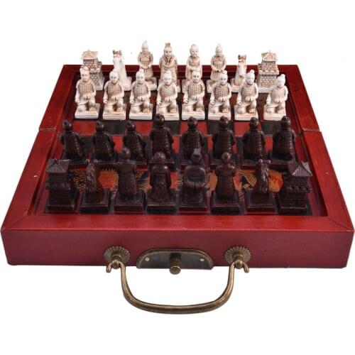 Classic Chinese Terracotta Warriors Wooden Chessboard Puzzle Cartoon Characters Chess Board Game Teenager Adult Birthday Gift