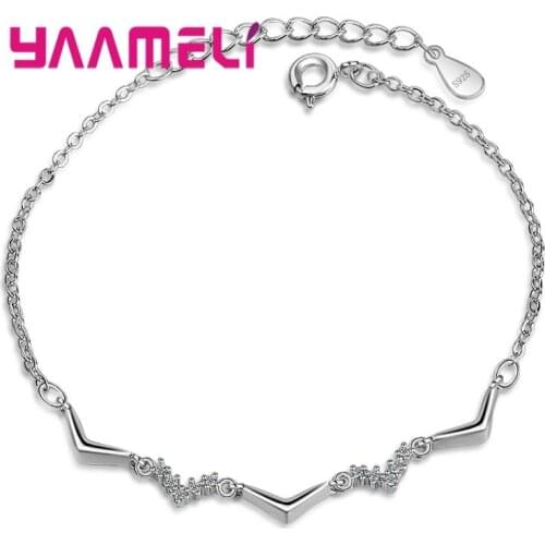 925 Sterling Silver Classic Vintage Bracelet Triangle Geometric Pattern Embellished With White Crystal Cubic Zirconia