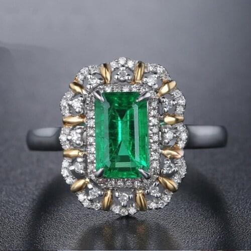 925 sliver Color Emerald Square Diamond Ring Anillos Bague Bizuterias for Women silver 925 jewelry Turquoise topaz Diamond Ring