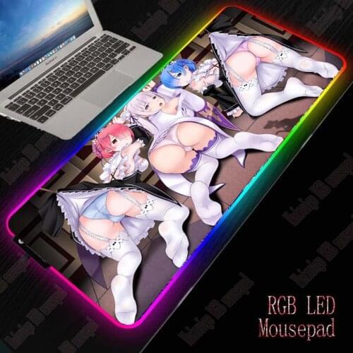 XGZ Anime Sexy Girl Ass Gaming Computer Mousepad RGB Large Mouse Pad Gamer 7 Colour Mause Pad XXL PC Desk Play Mat with Backlit