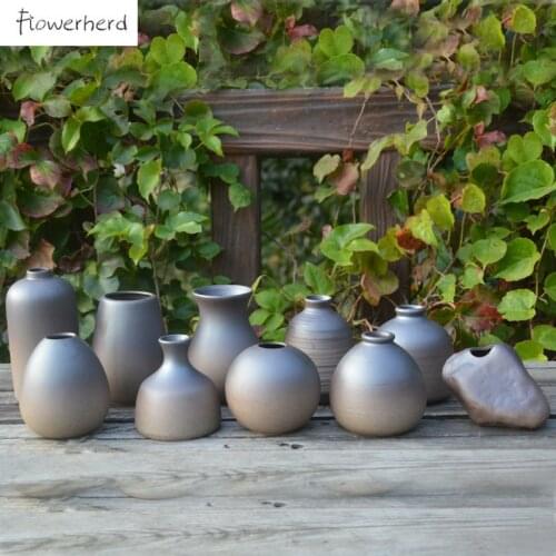 Creative Ceramic Vase Handmade Retro DIY Coarse Pottery Flower Vase Flower Inserts Home Decoration Crafts Living Room Decoration