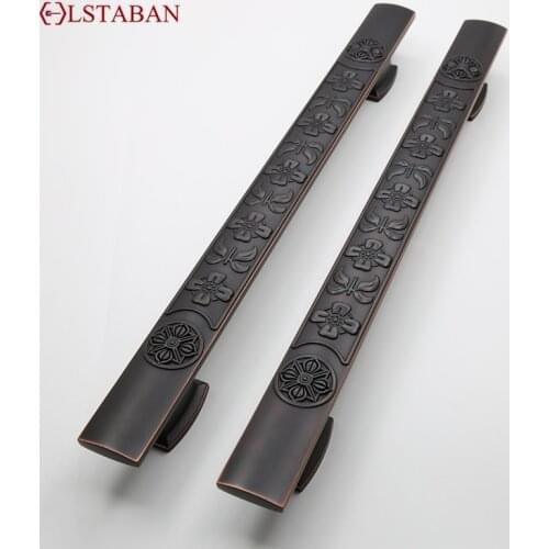 LSTABAN Wooden Door Glass Knob Handle Ktv Hotel Villa European Style Simple Antique Black Surface Mounted Solid Barn Pull Hand