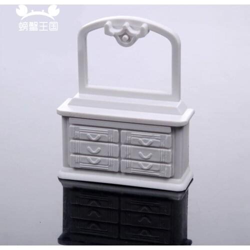 2pcs 1:25 1:30 Dollhouse Furniture Dressing Table Model House White Toys For Building Kits Bedroom Dolls Make-up Toys