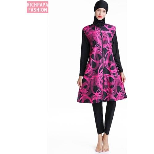 Women Muslim Swimwear Islamic Burkinis Swimming Long Sleeve muslim swimsuit Plus size hijab maillot de bain femme