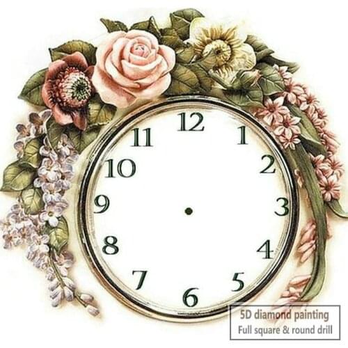Rose flower wall clock 5d diamond painting cross stitch 3d rhinestone diamond mosaic embroidery home decoration