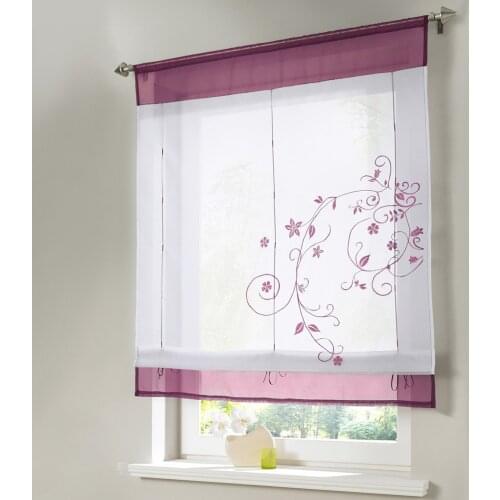 Newest Roman Blinds Embroidery Tulle Short Shade Pastoral Room Window Curtain