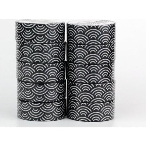 NEW 10pcs/Lot Decorative Black and White Waves Japanese Washi Tapes for Planner Adhesive Masking Tape Cute Stationery